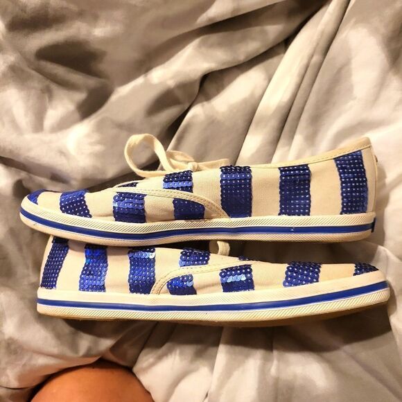 Kate spade/ keds sequin blue canvas is white good used condition sz.7.5 - Picture 4 of 7